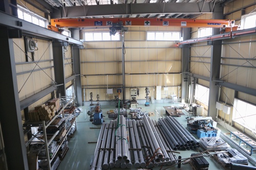 ジオテクサービスの阿賀野Lab（あがのラボ）の鉄工部の工場エリアの様子